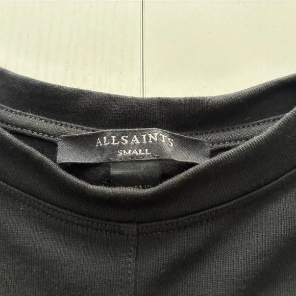 All Saints Rouched Short Sleeve Top In Black Size S - Picture 4 of 7